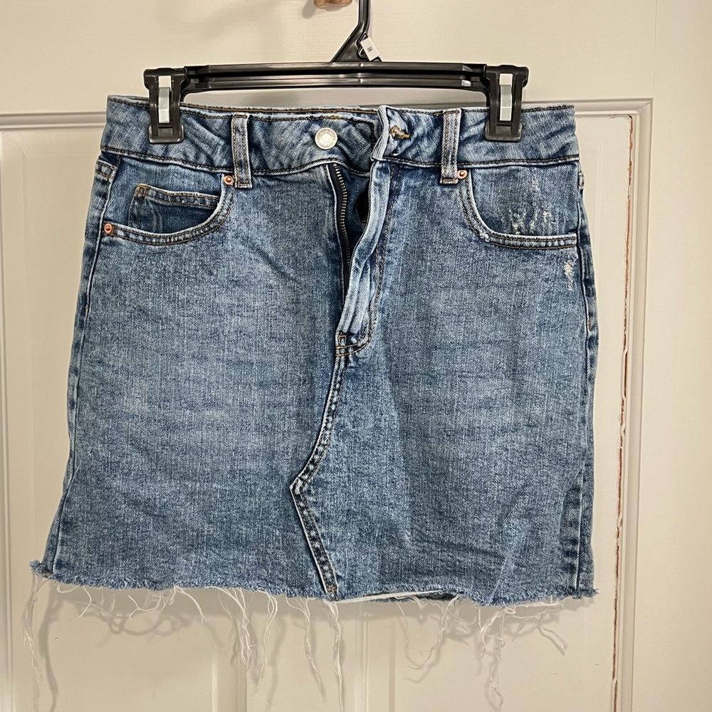 Wild Fable Light Blue Frayed Denim Mini Skirt